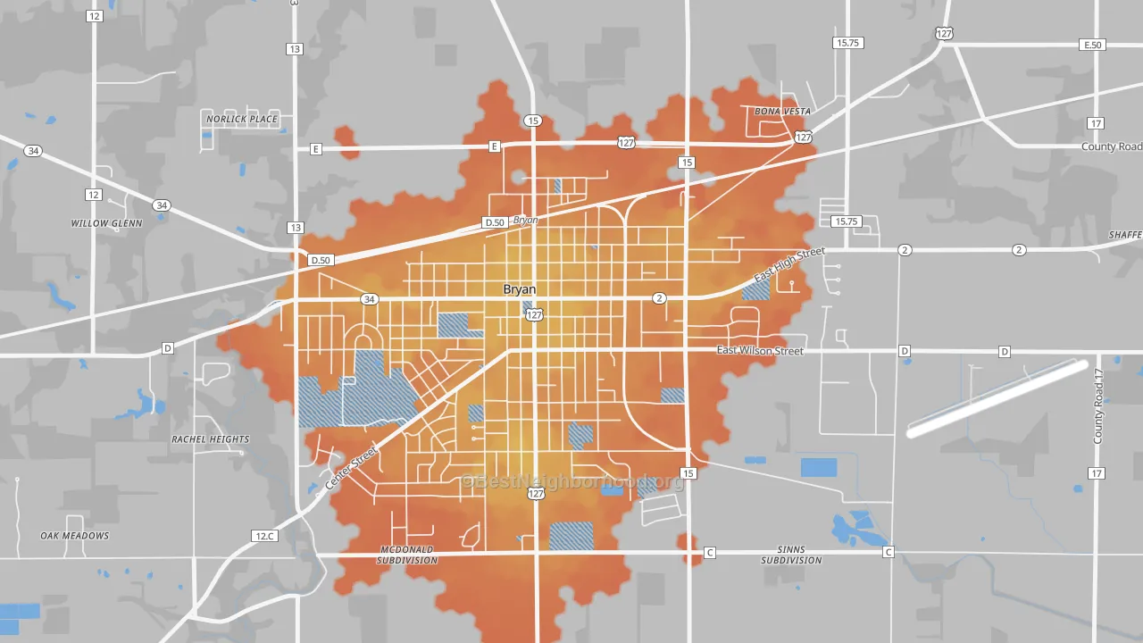 Bike Grade map of Bryan Downtown Historic District, Bryan, OH