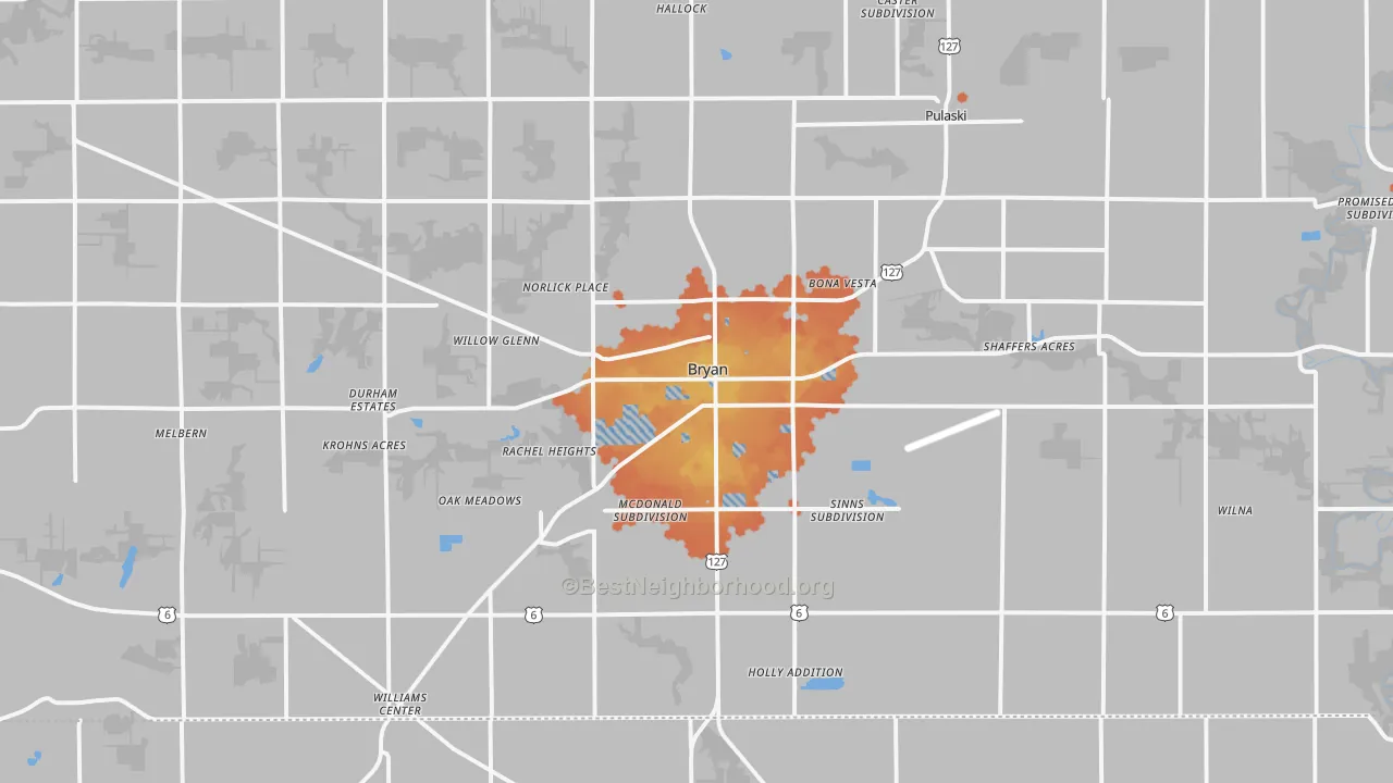 Bike Grade map of Bryan, OH