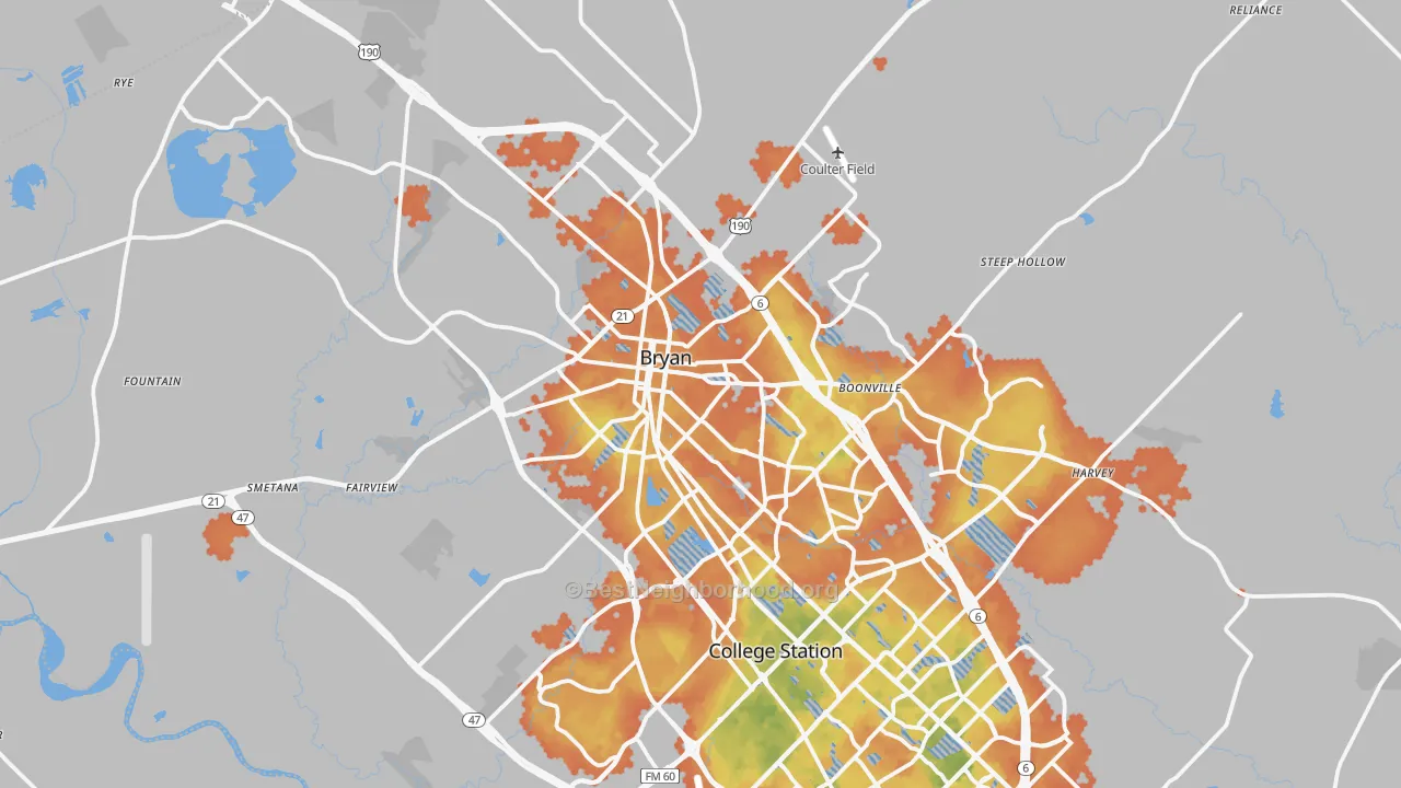 Bike Grade map of Bryan, TX