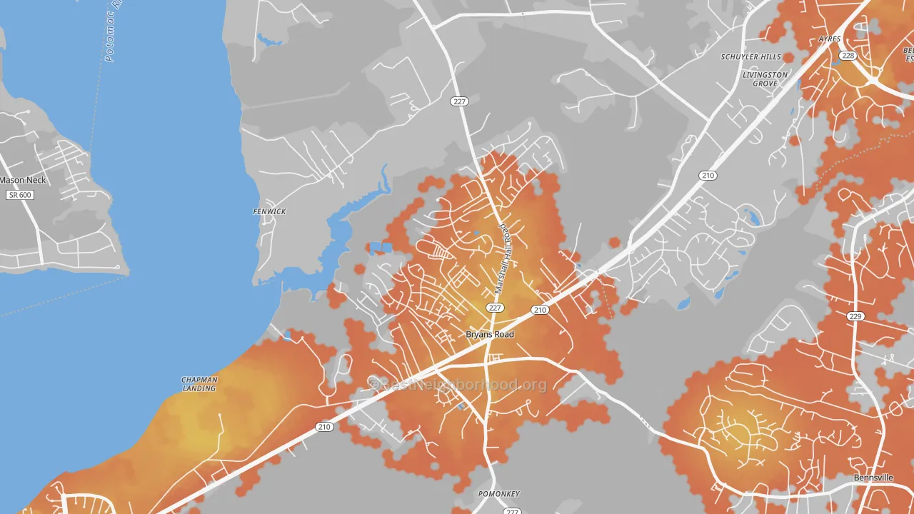 Bike Grade map of Bryans Road, MD