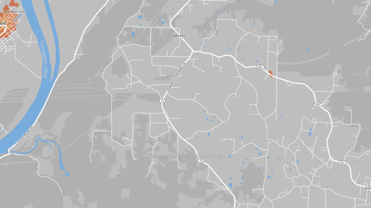 Bike Grade map of Bryant, AL
