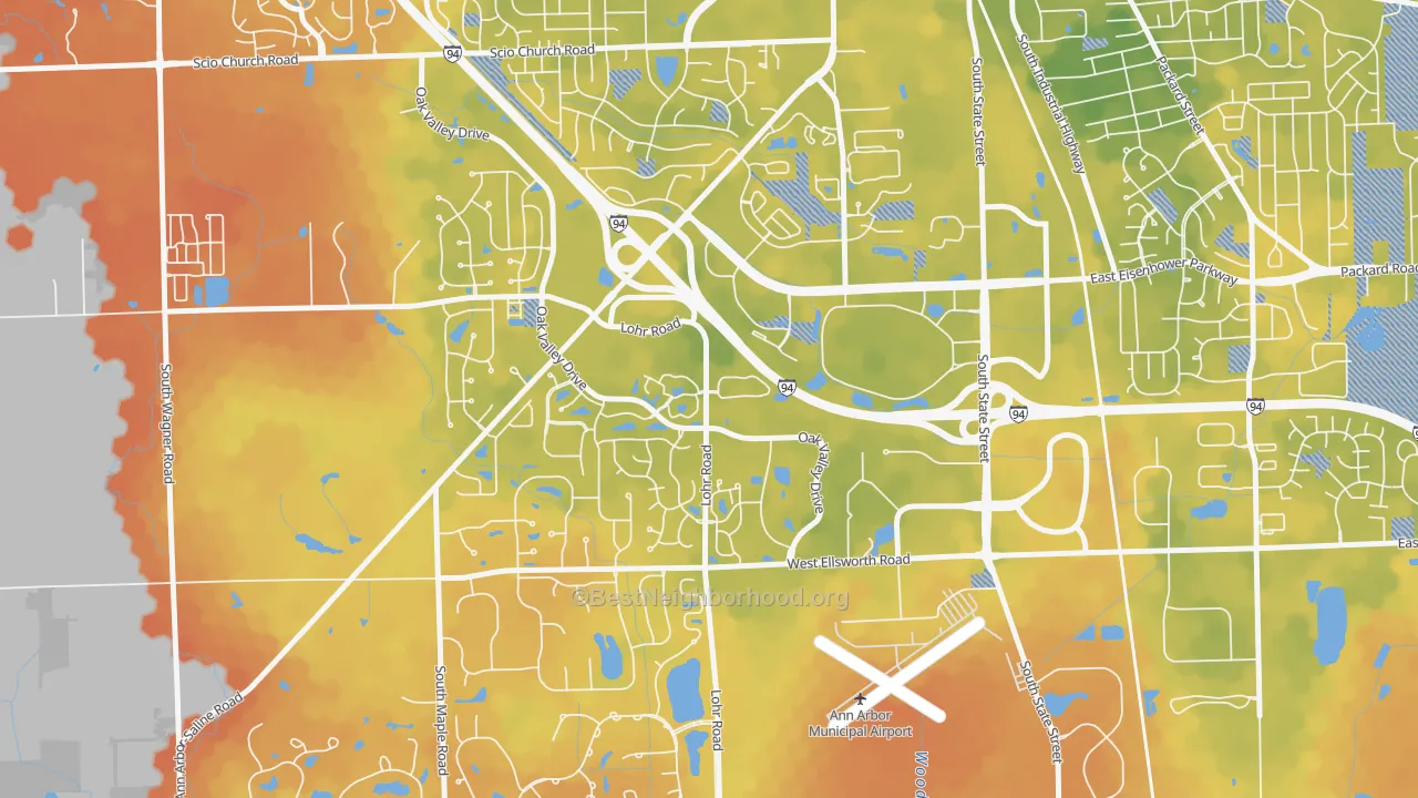 Bike Grade map of Bryant Pattengill West, Ann Arbor, MI