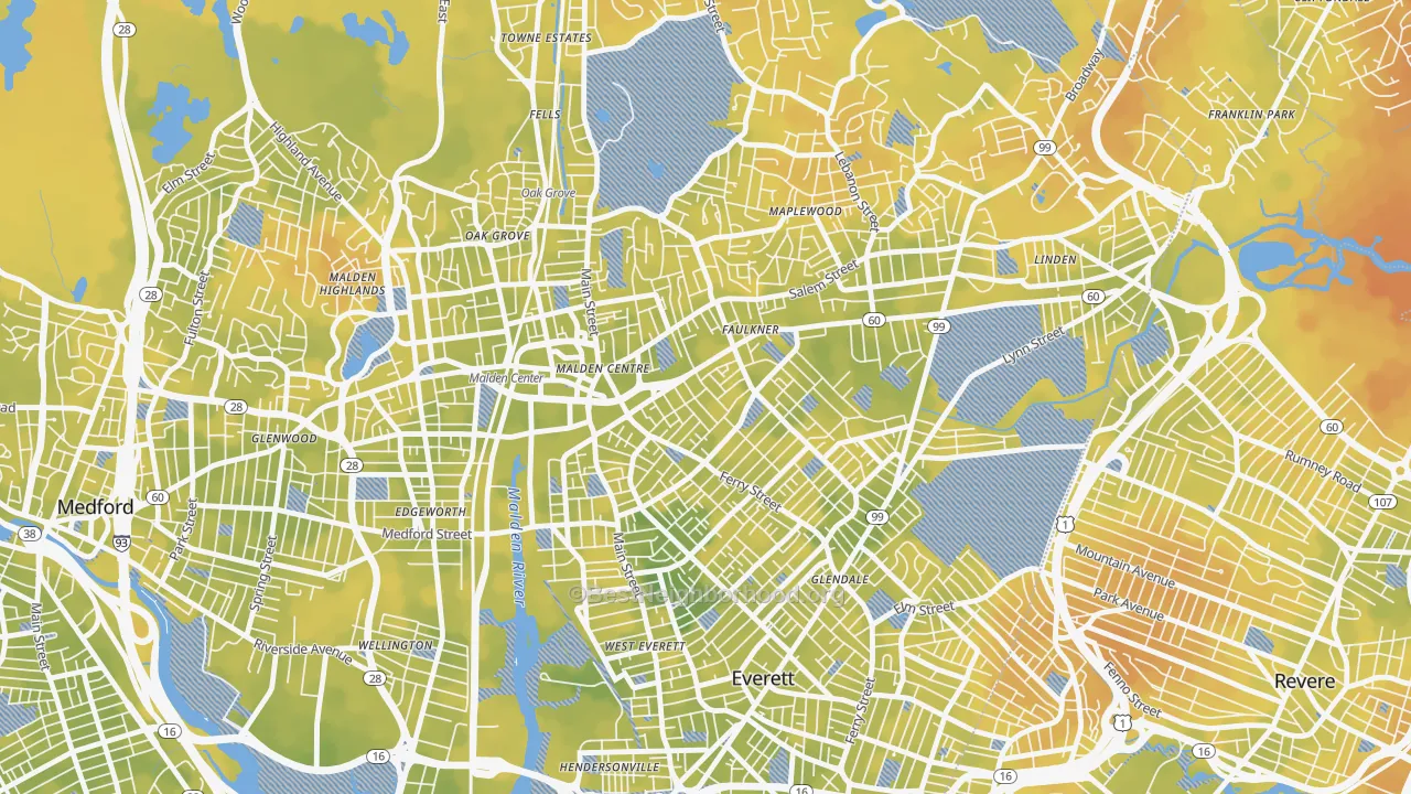 Bike Grade map of Bryant Terrace, Malden, MA