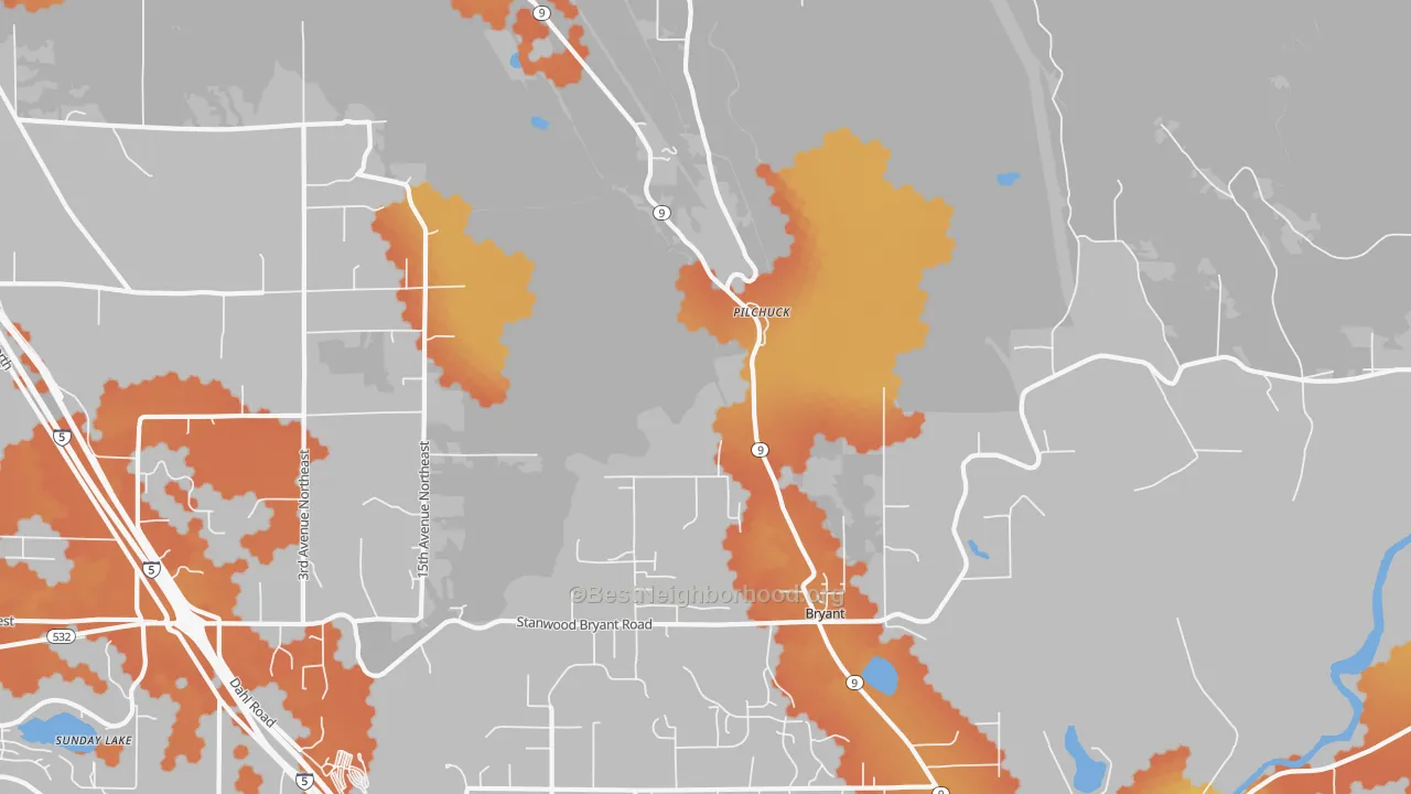 Bike Grade map of Bryant, WA