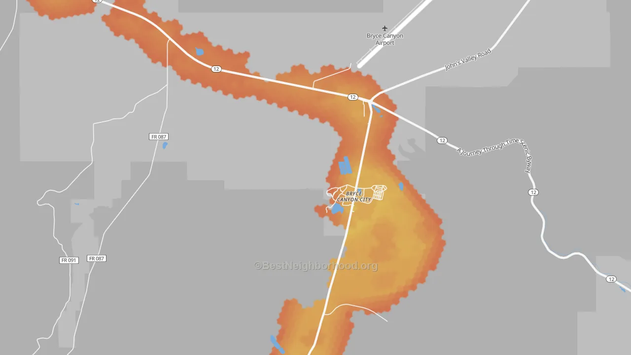 Bike Grade map of Bryce Canyon City, UT