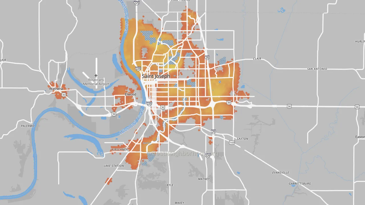Bike Grade map of Buchanan County, MO