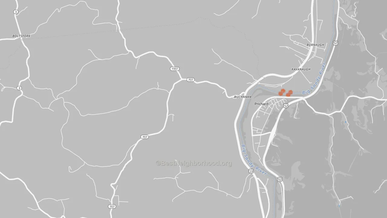 Bike Grade map of Buchanan, KY