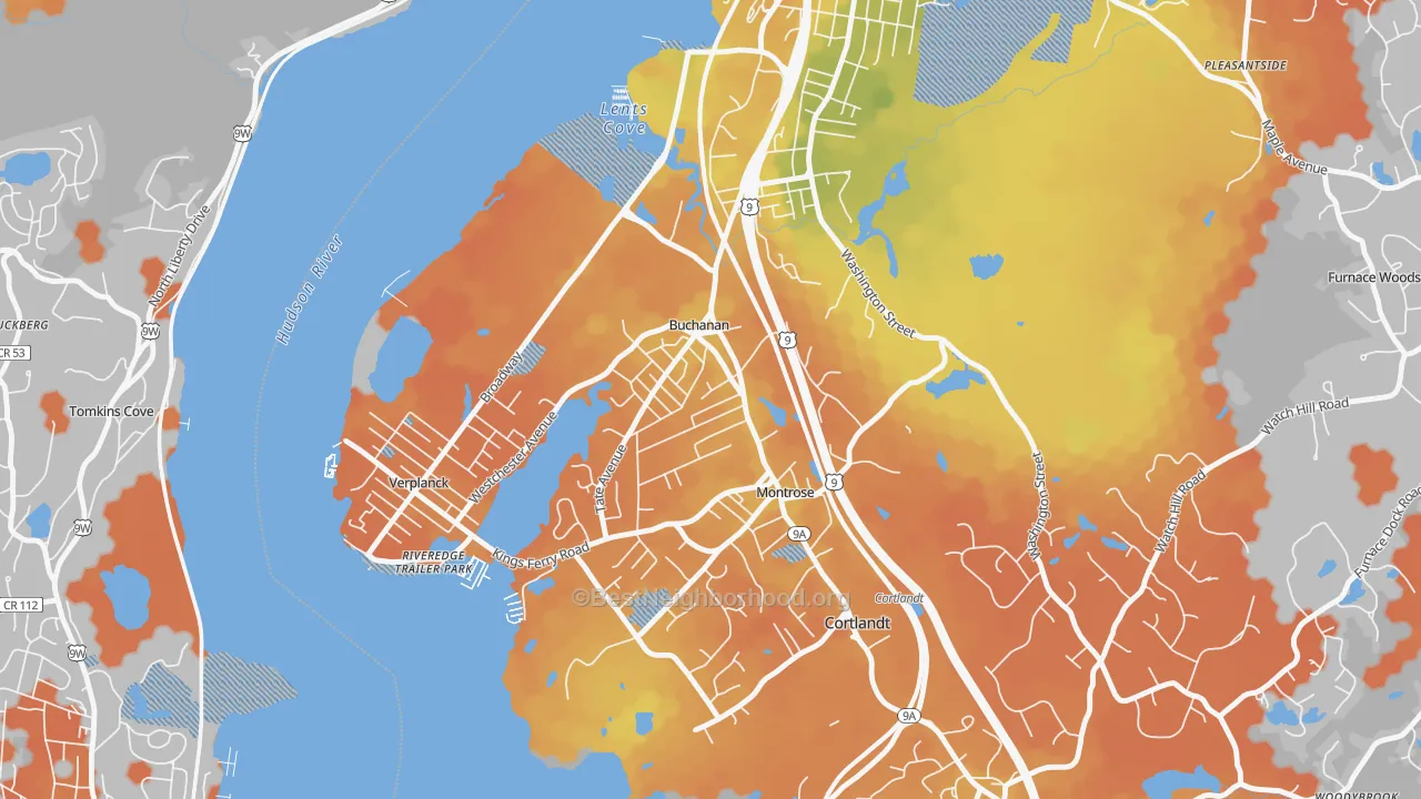 Bike Grade map of Buchanan, NY