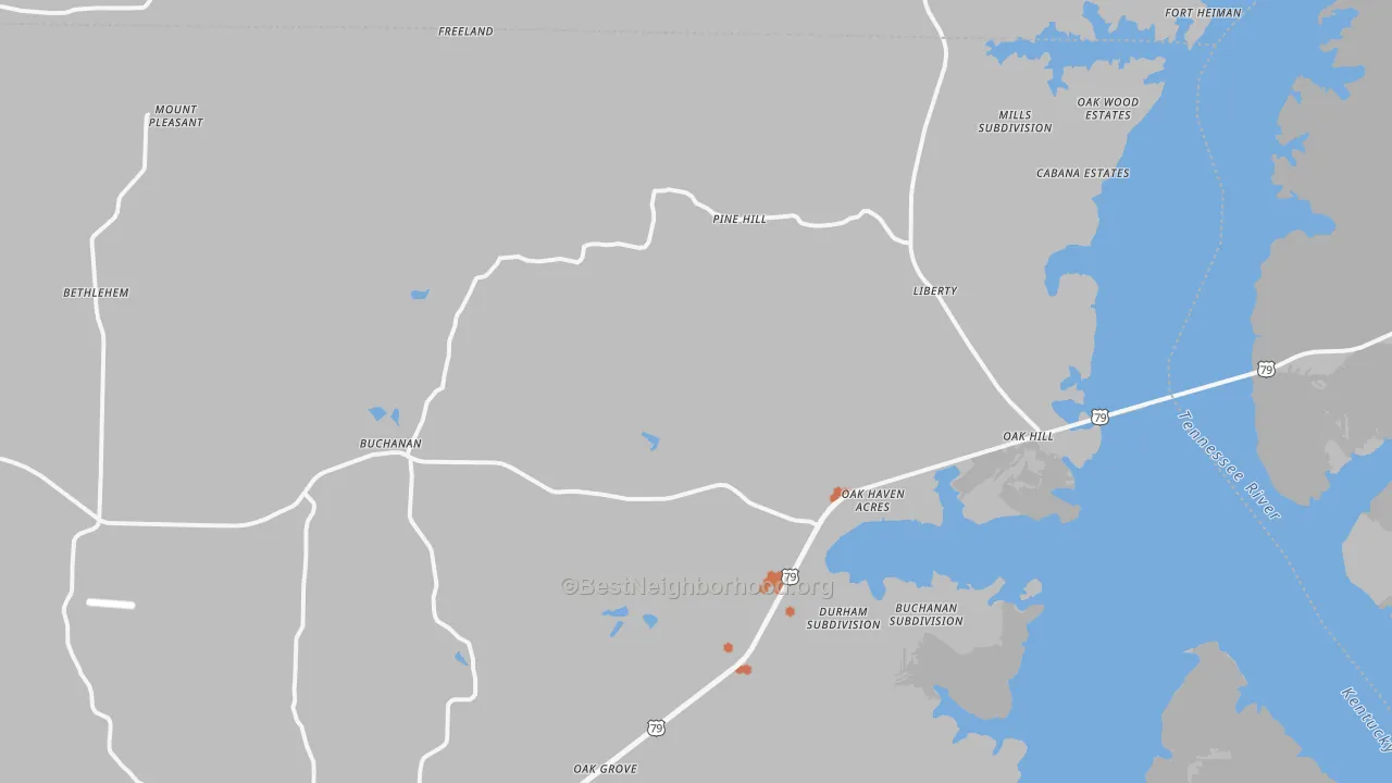 Bike Grade map of Buchanan, TN