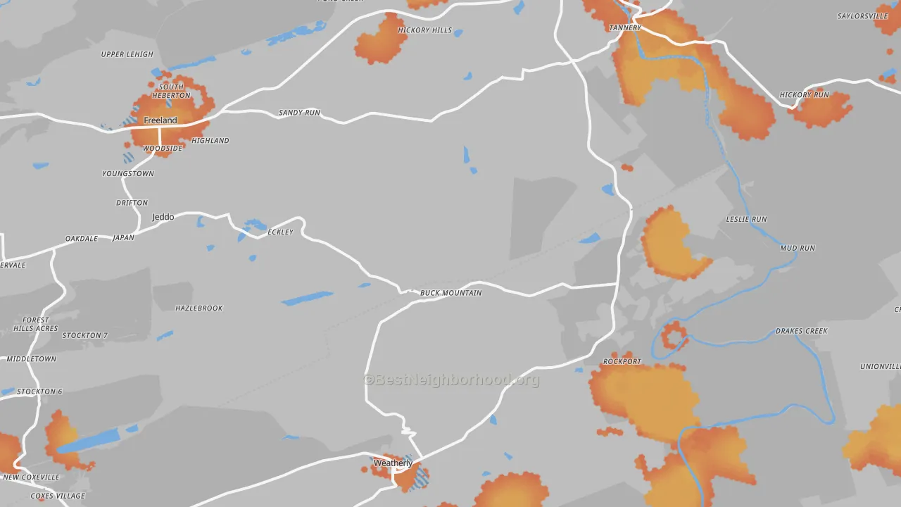 Bike Grade map of Buck Mountain, PA