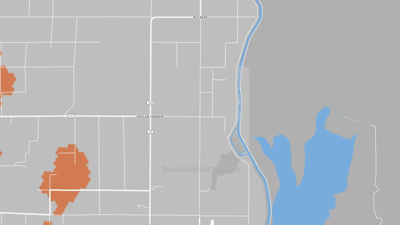 Bike Grade map of Buckeye, AR