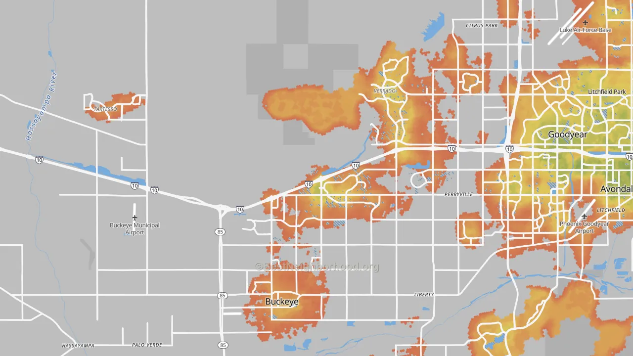 Bike Grade map of Buckeye, AZ