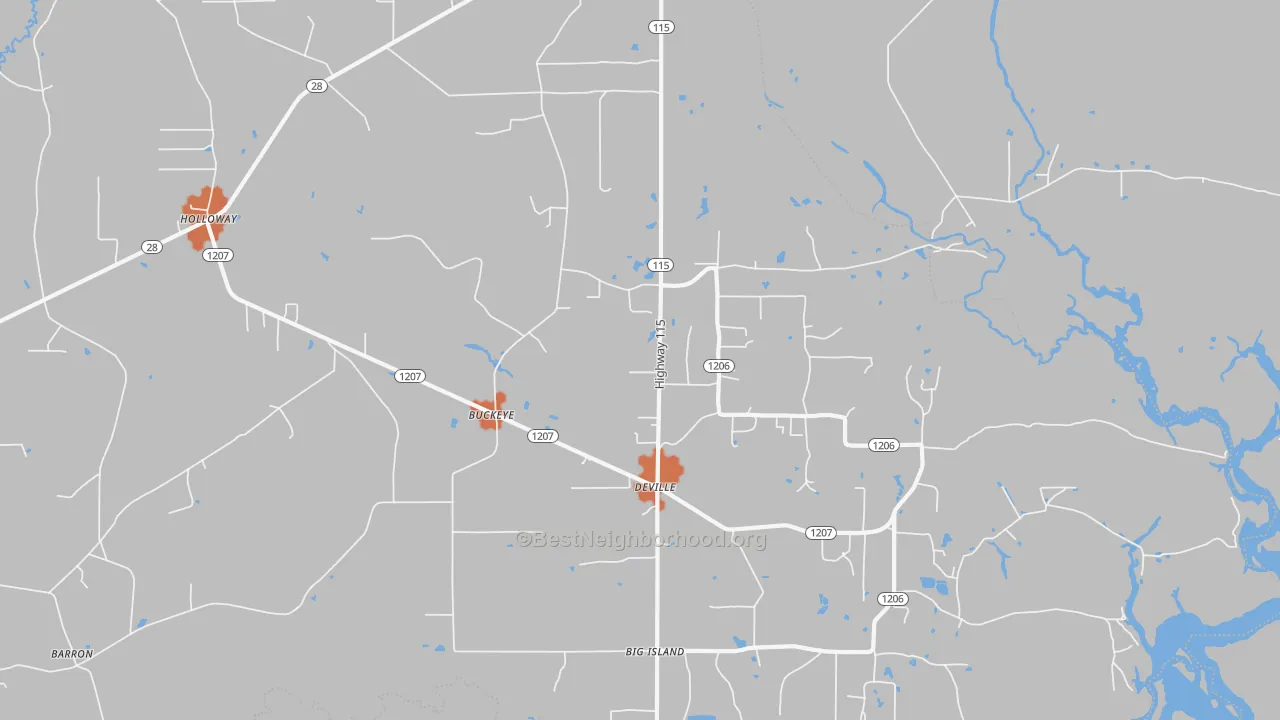 Bike Grade map of Buckeye, LA