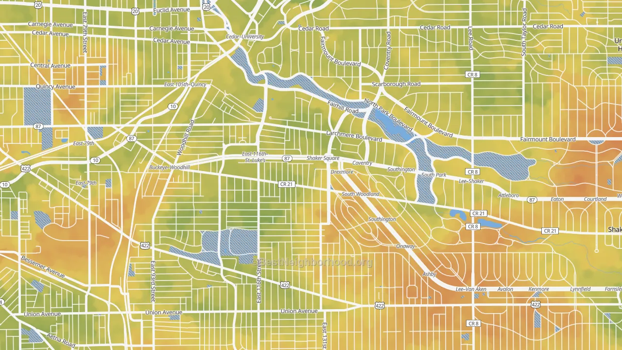 Bike Grade map of Buckeye-Shaker, Cleveland, OH