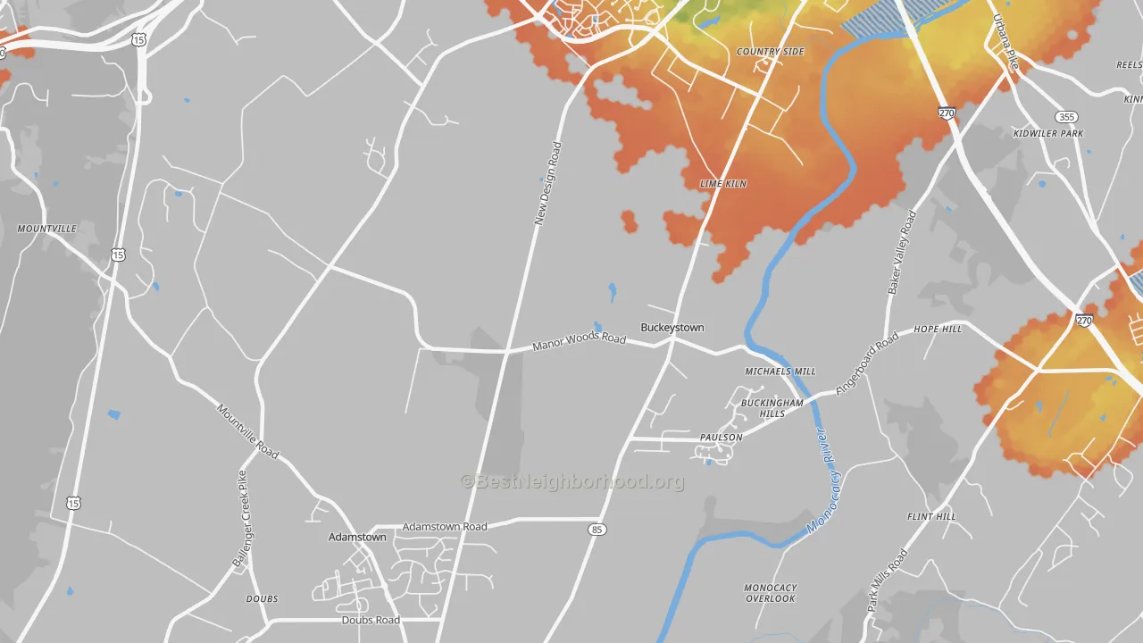 Bike Grade map of Buckeystown, MD