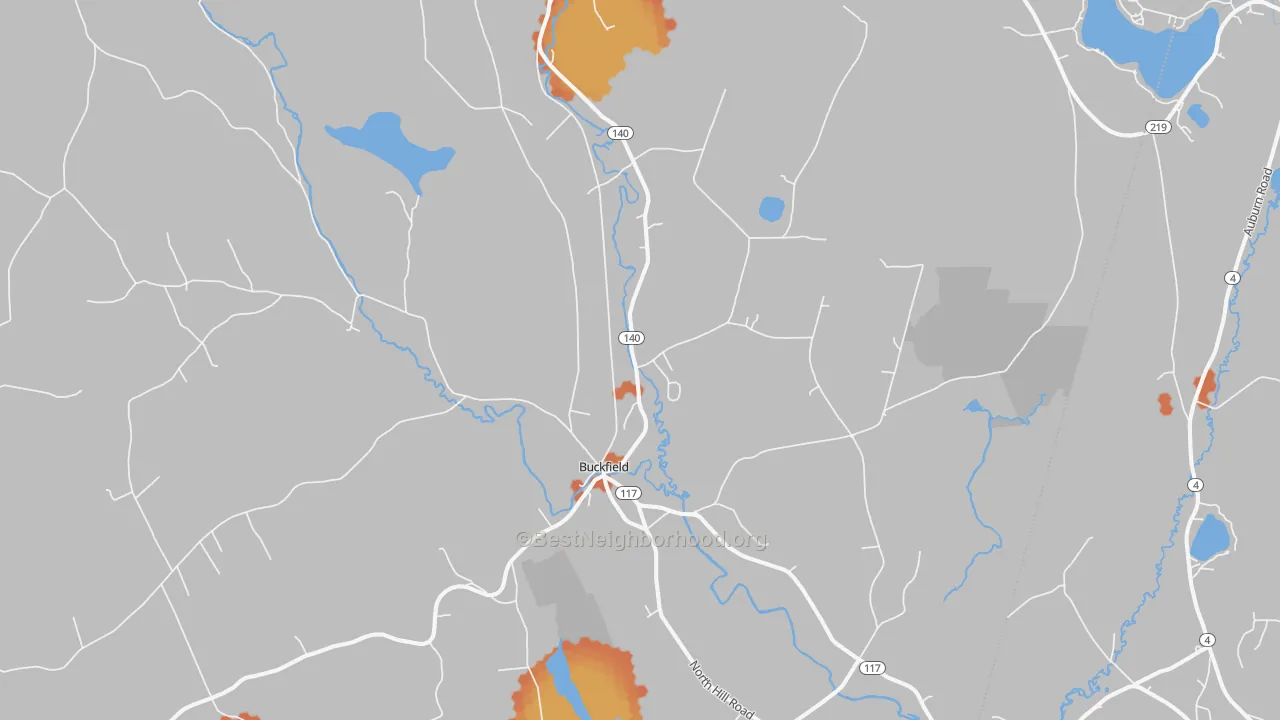 Bike Grade map of Buckfield, ME