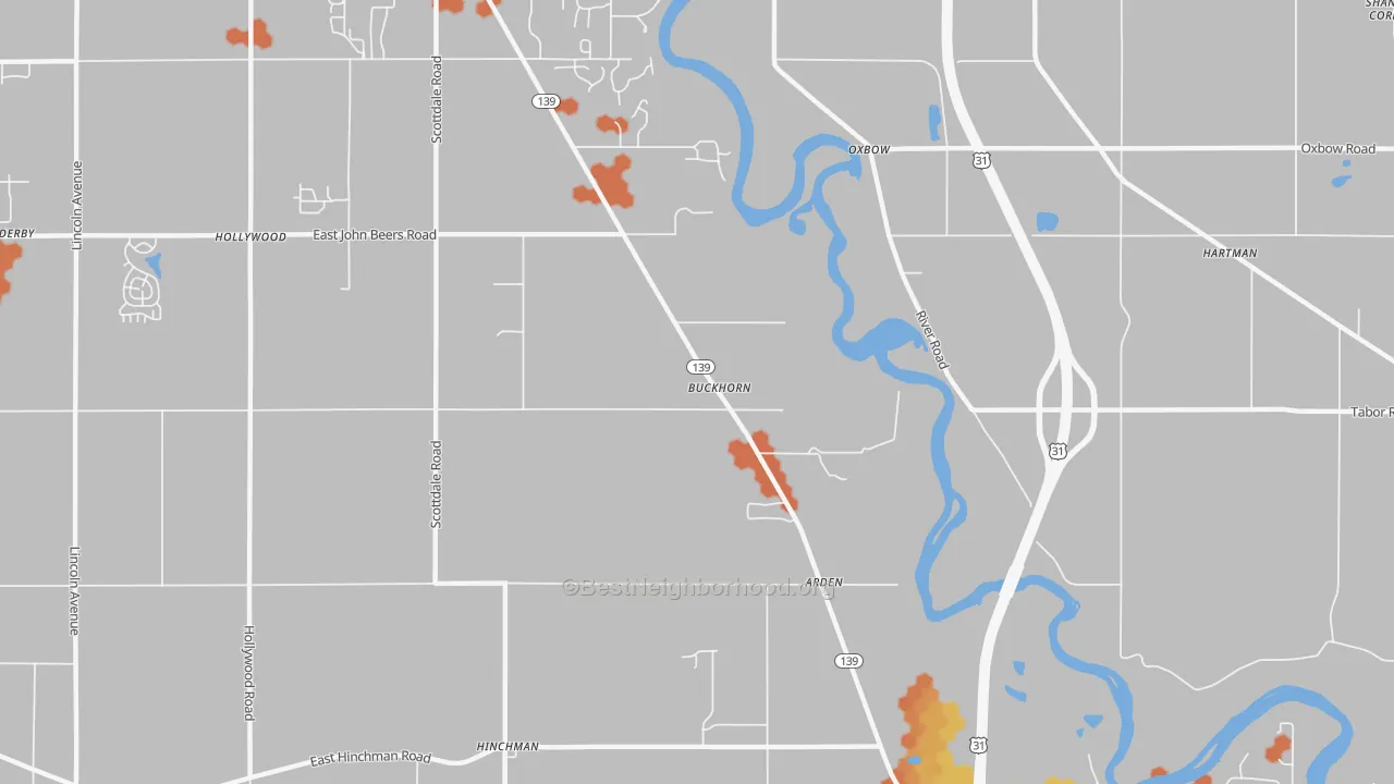 Bike Grade map of Buckhorn, MI