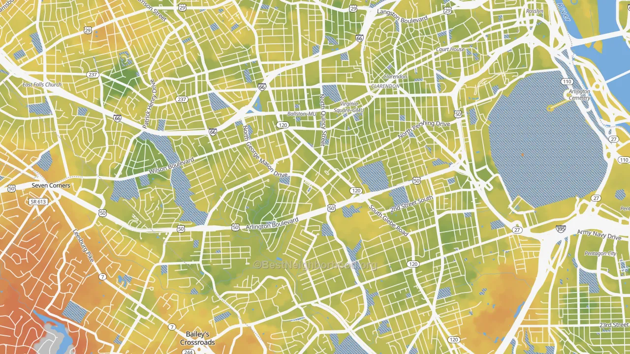 Bike Grade map of Buckingham, Arlington, VA