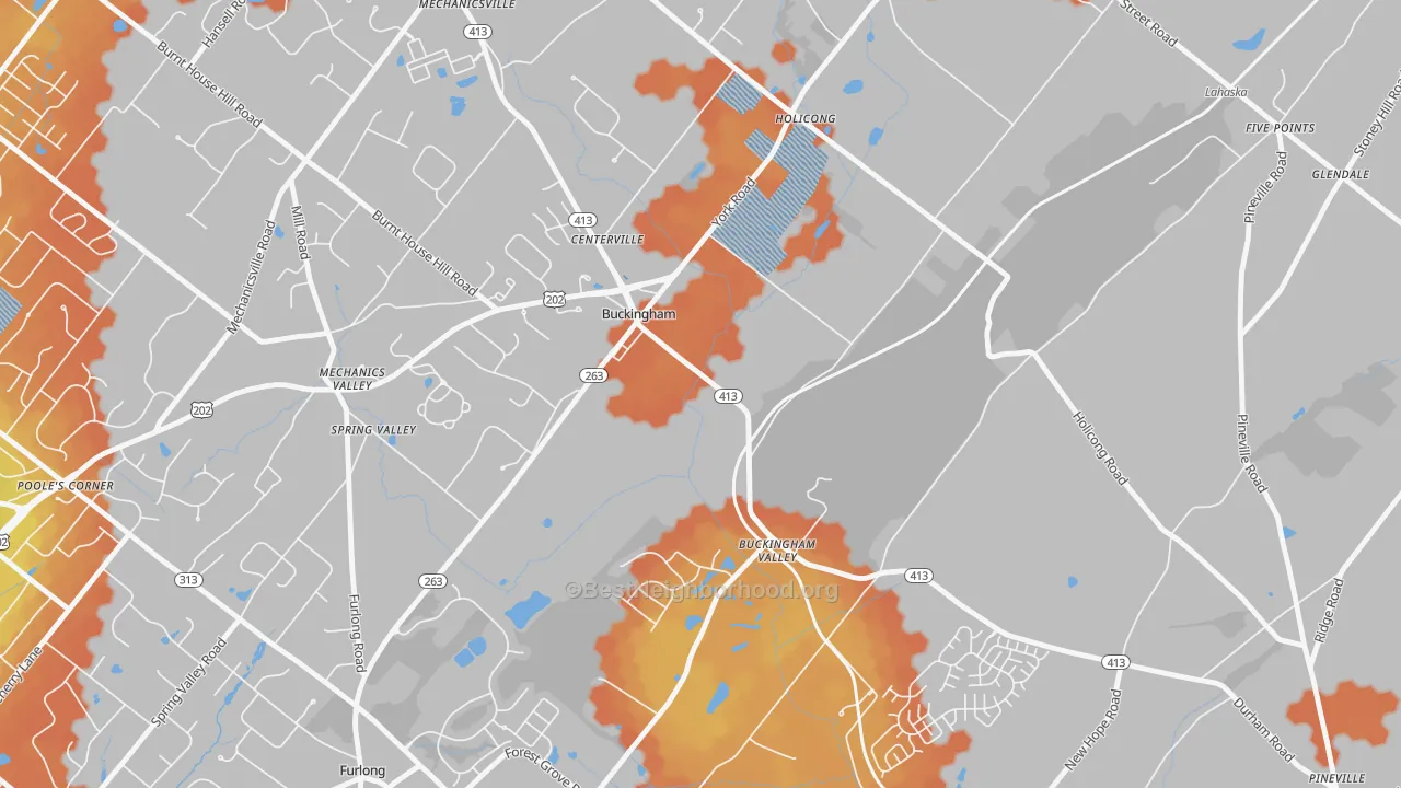 Bike Grade map of Buckingham, PA