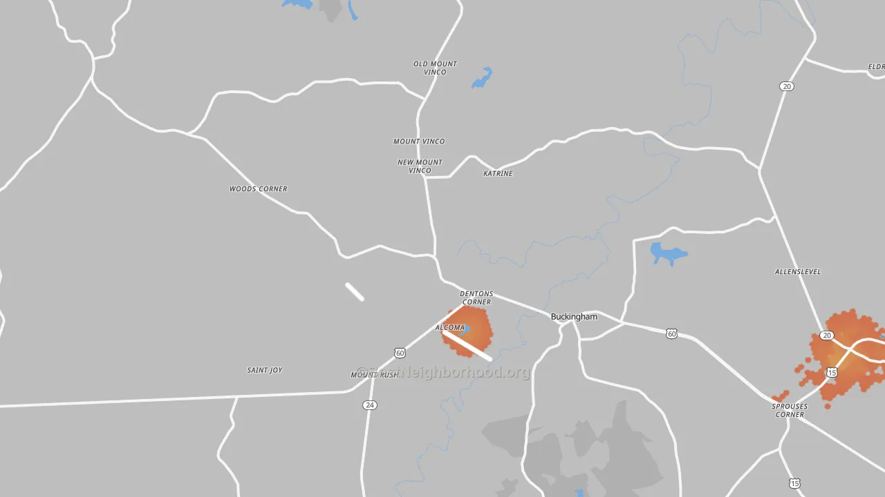 Bike Grade map of Buckingham, VA