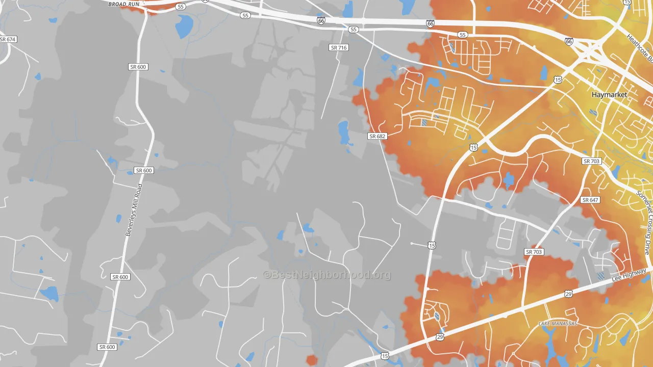Bike Grade map of Buckland, VA
