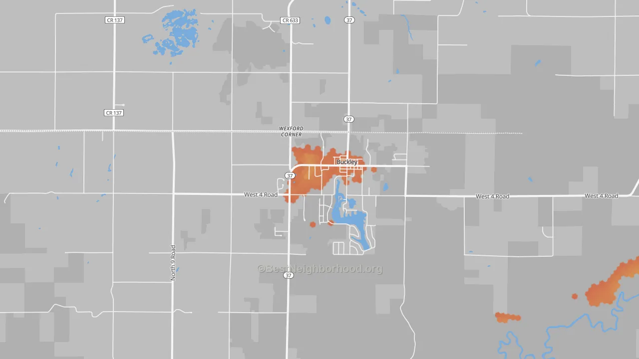 Bike Grade map of Buckley, MI