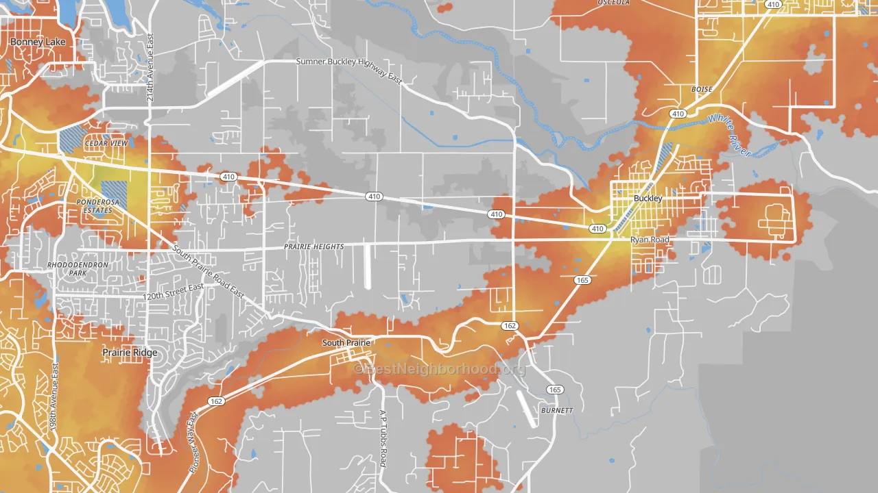 Bike Grade map of Buckley, WA