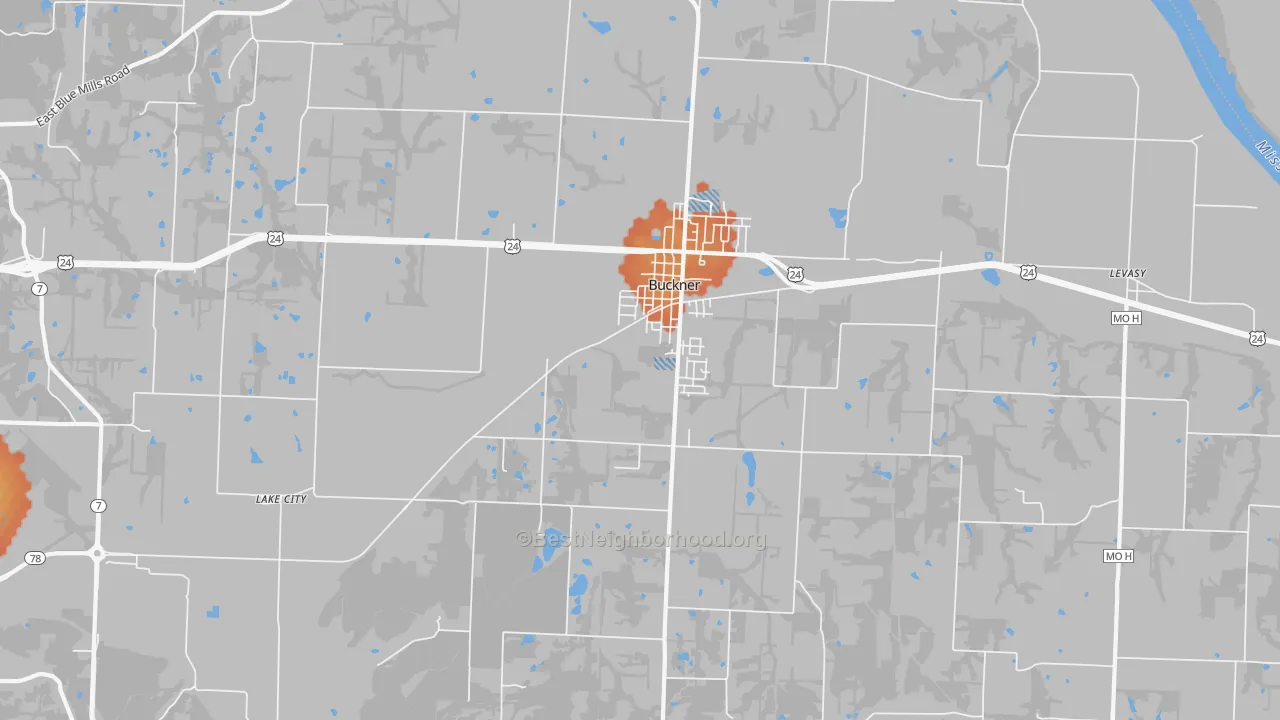Bike Grade map of Buckner, MO