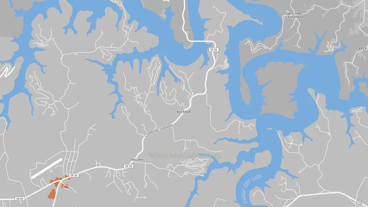 Bike Grade map of Buckner, TN