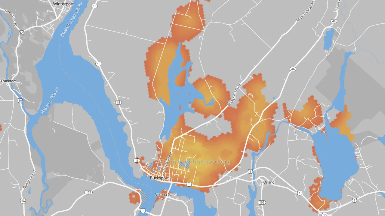 Bike Grade map of Bucksport, ME