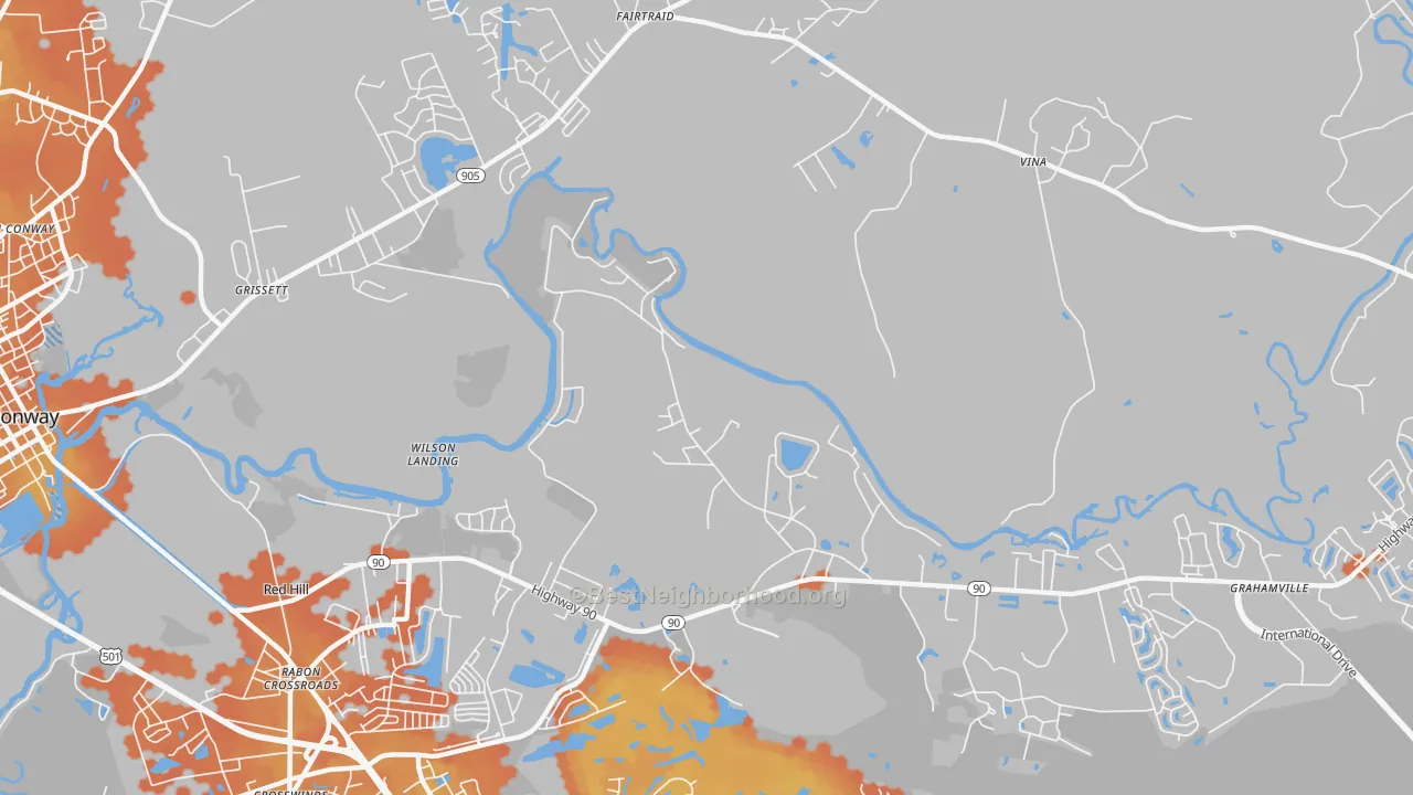 Bike Grade map of Bucksville, SC