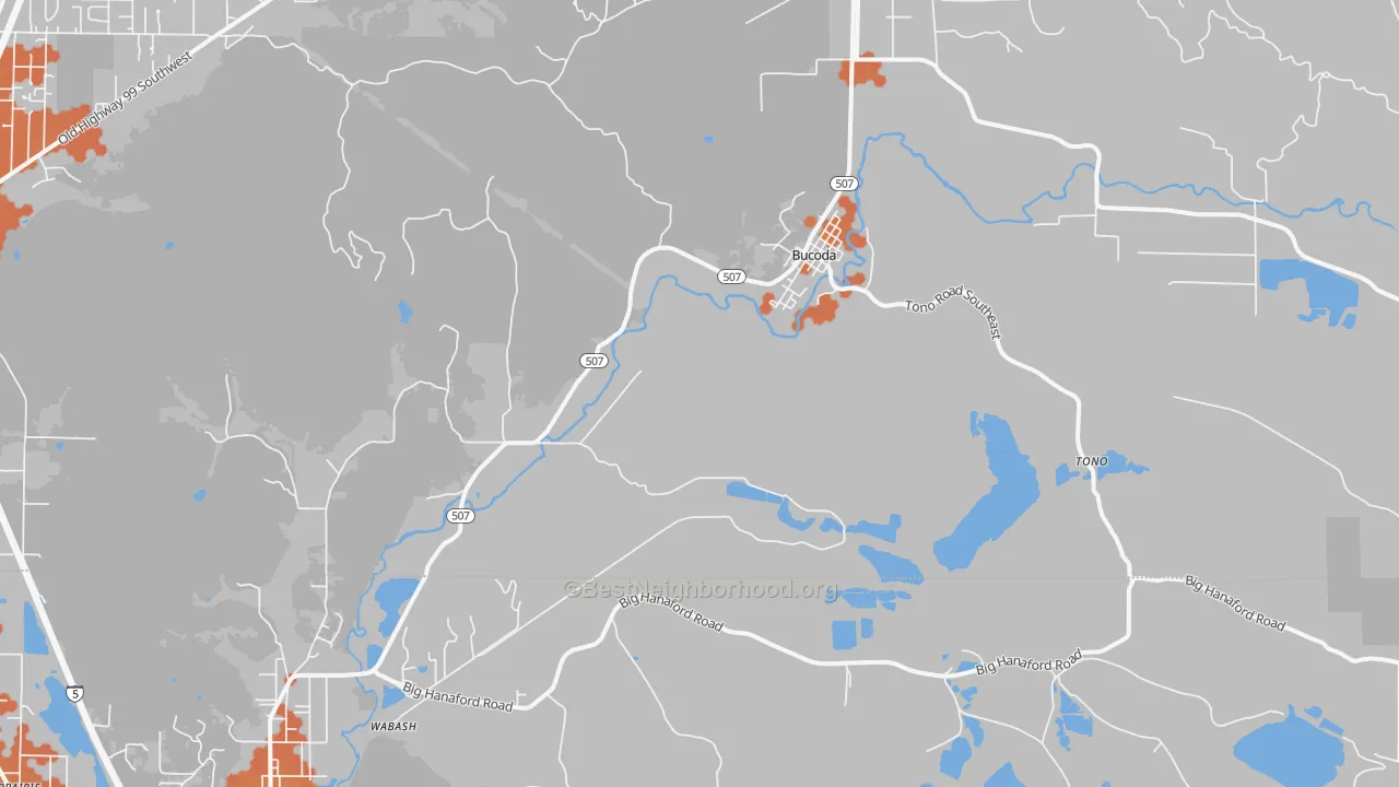 Bike Grade map of Bucoda, WA