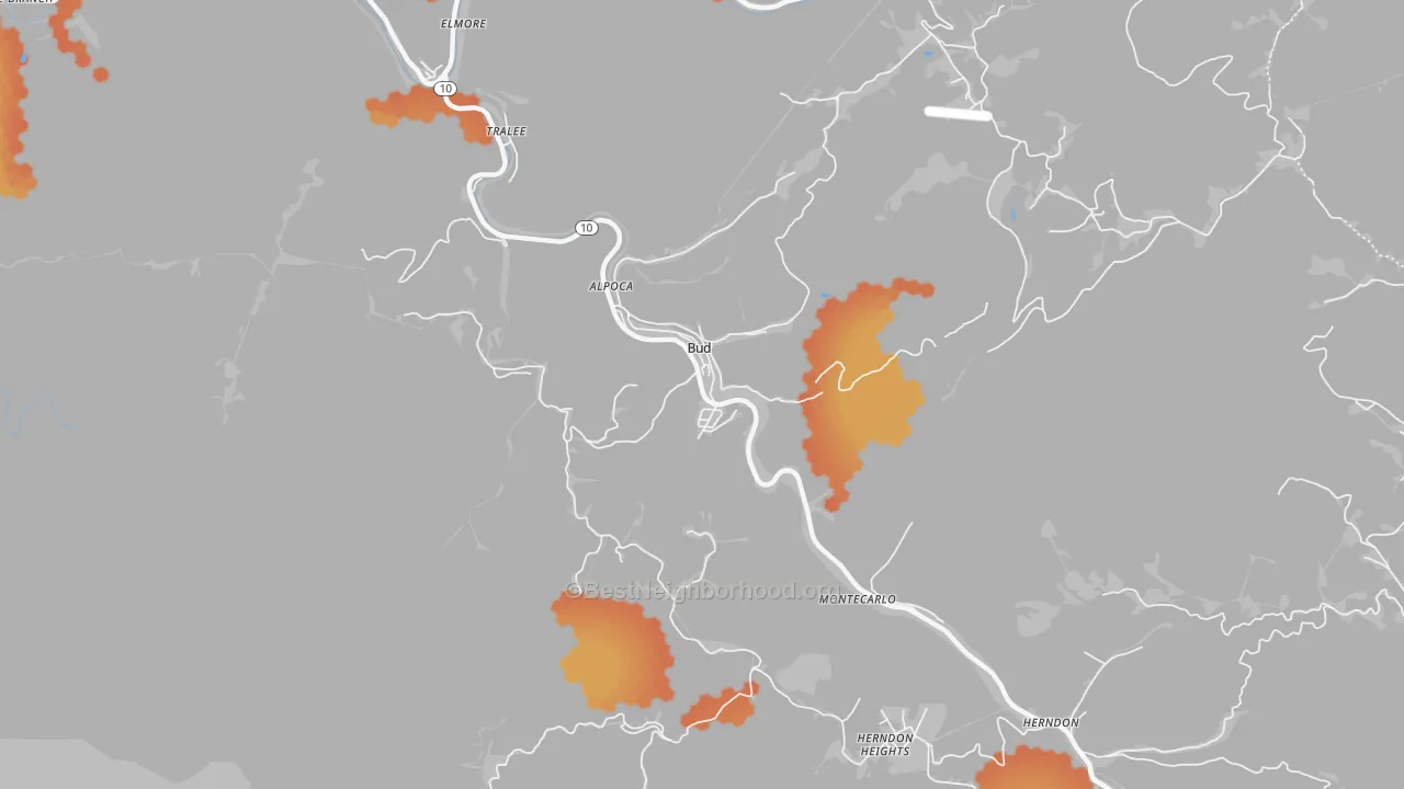 Bike Grade map of Bud, WV