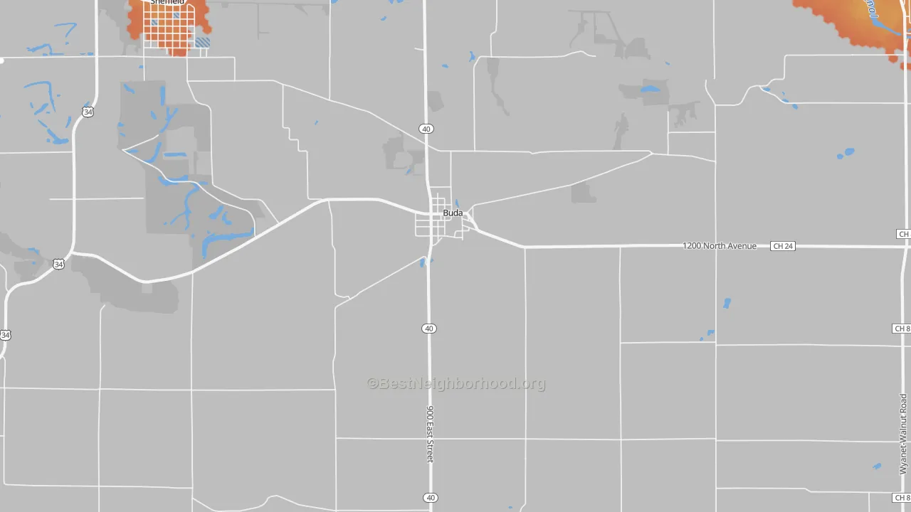 Bike Grade map of Buda, IL