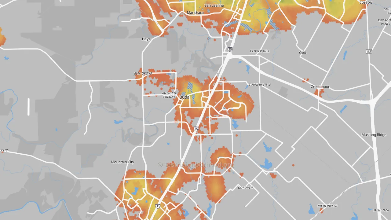 Bike Grade map of Buda, TX
