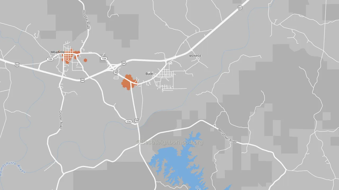 Bike Grade map of Bude, MS