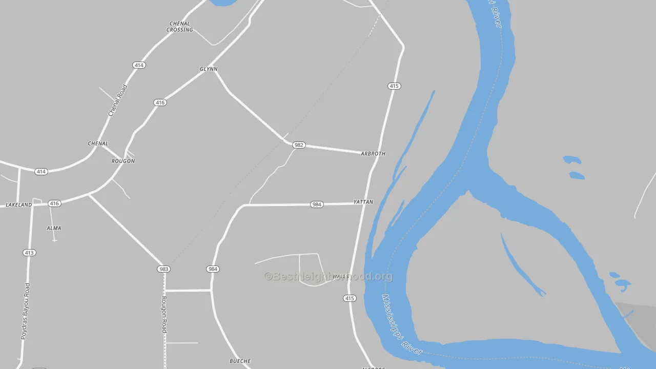 Bike Grade map of Bueche, LA