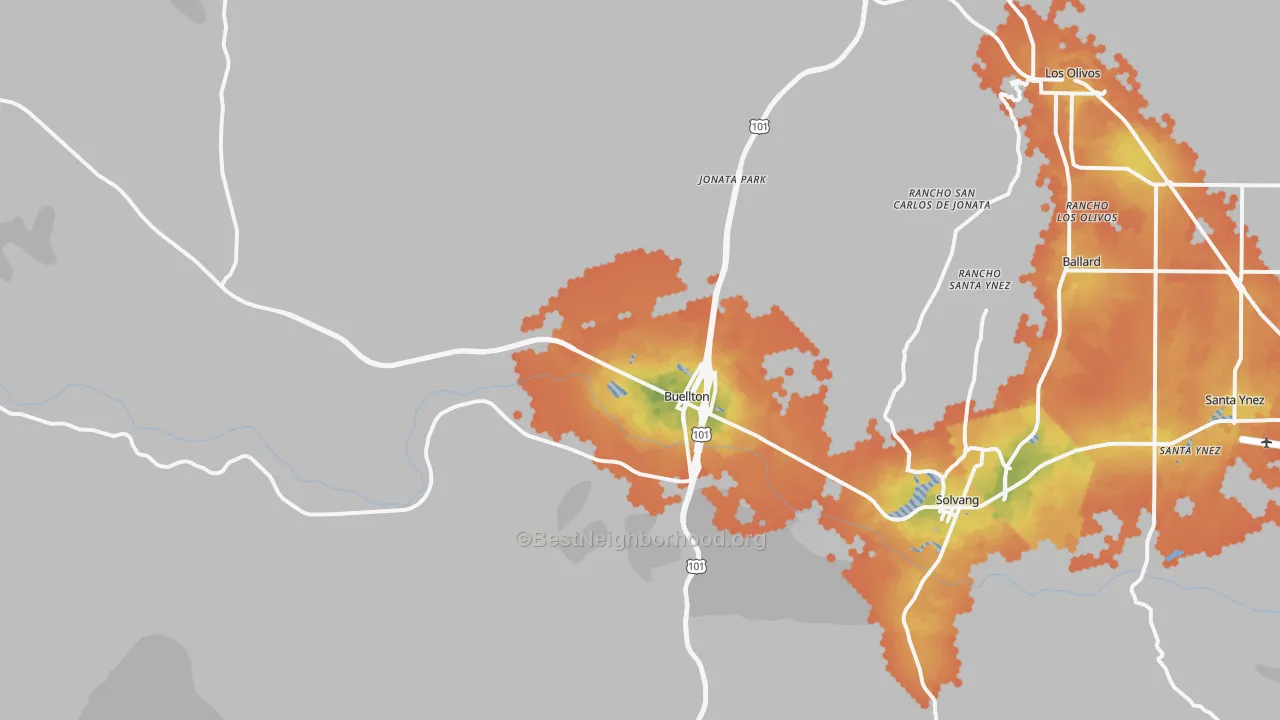 Bike Grade map of Buellton, CA