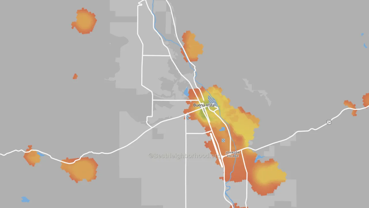 Bike Grade map of Buena Vista, CO