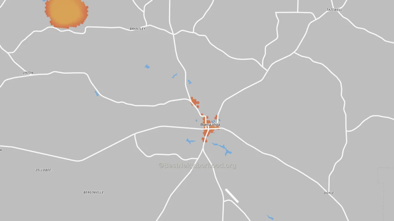 Bike Grade map of Buena Vista, GA