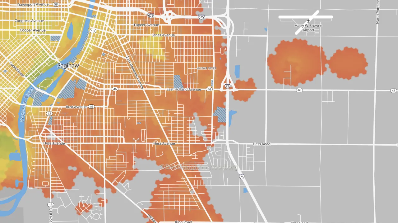 Bike Grade map of Buena Vista, MI
