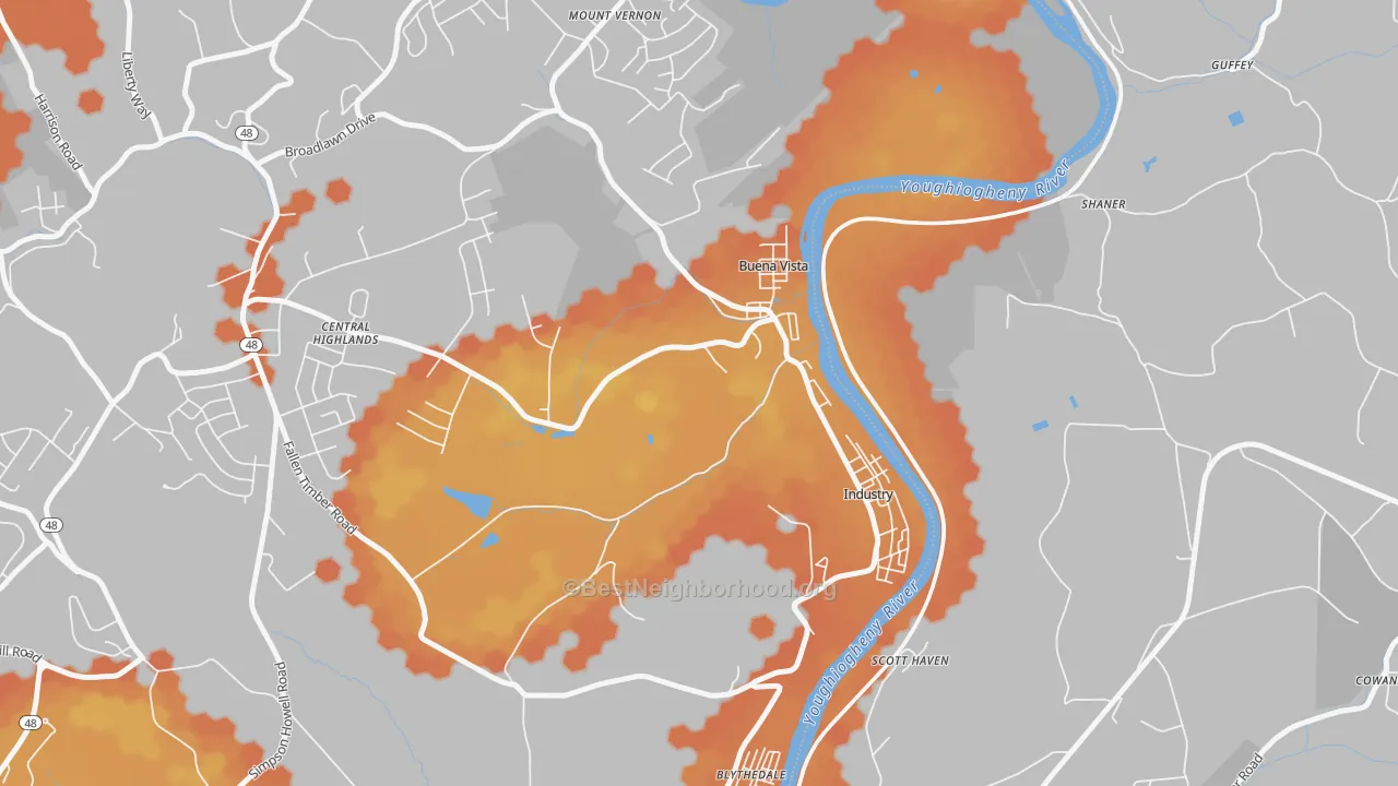 Bike Grade map of Buena Vista, PA