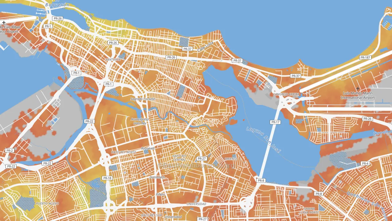 Bike Grade map of Buena Vista Santurce, San Juan, PR