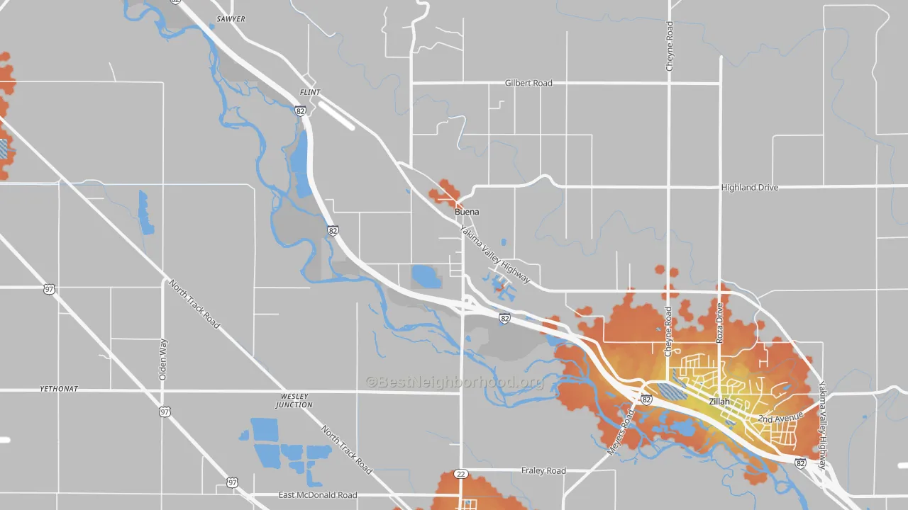 Bike Grade map of Buena, WA