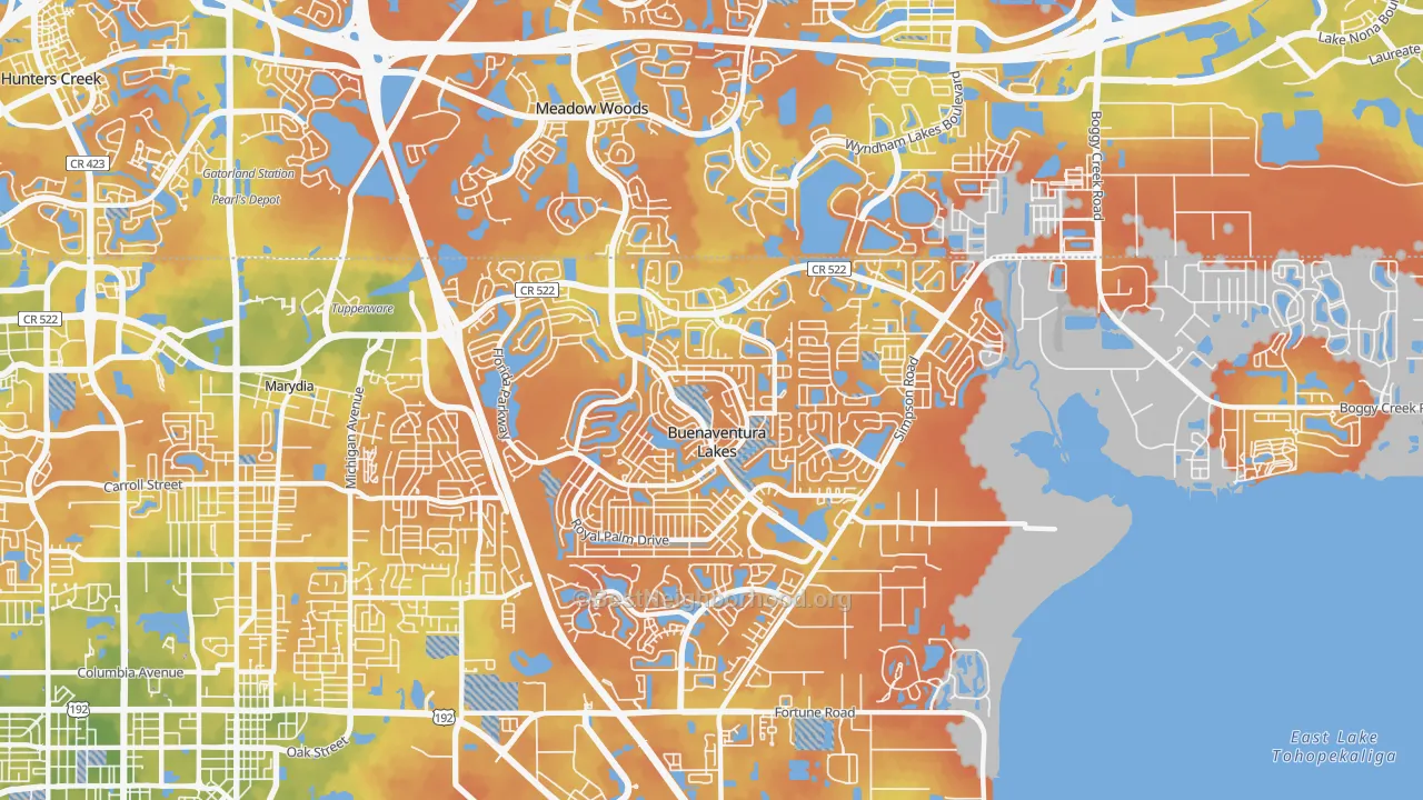 Bike Grade map of Buenaventura Lakes, FL