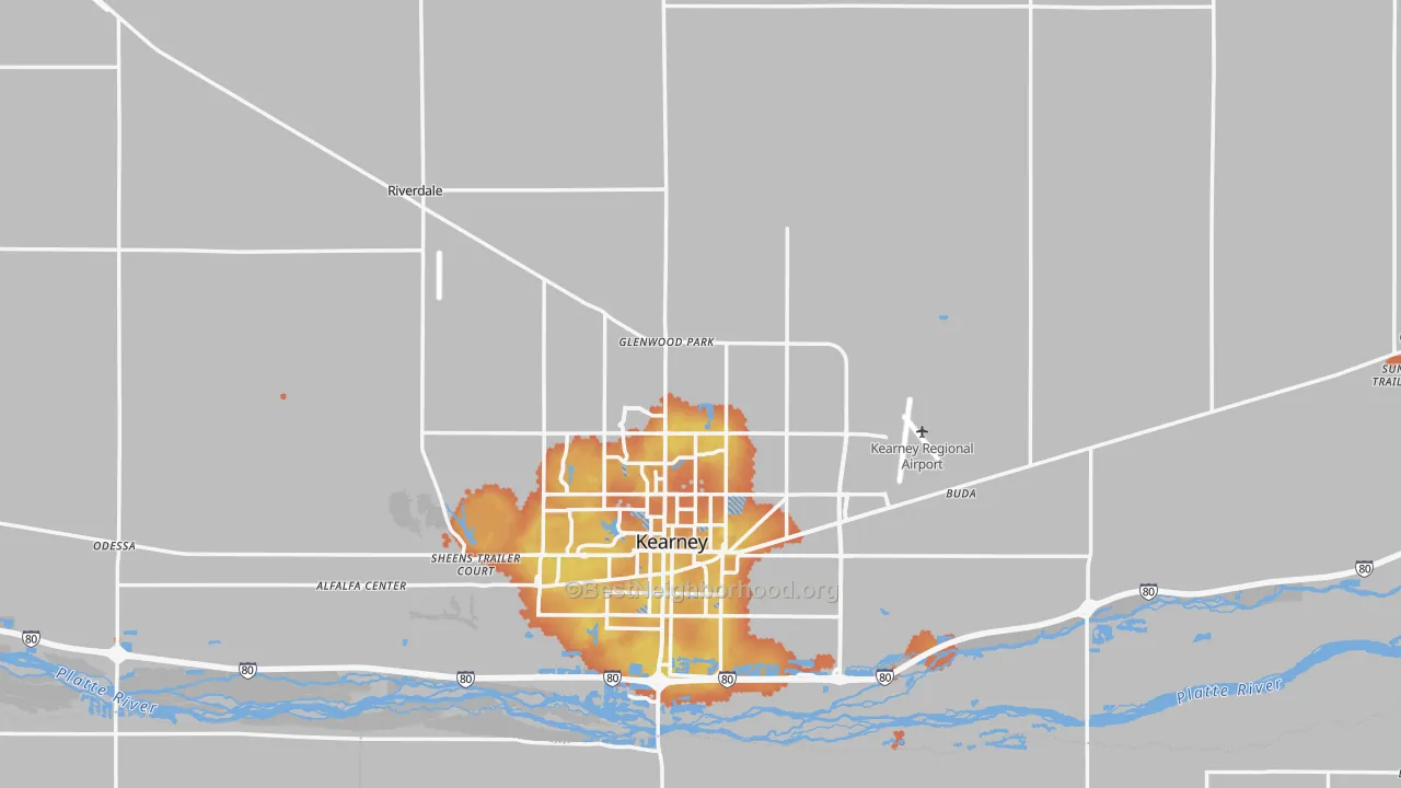 Bike Grade map of Buffalo County, NE