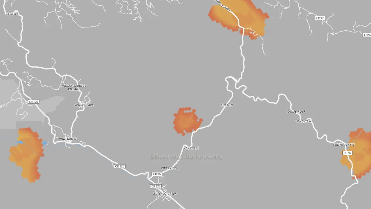 Bike Grade map of Buffalo Creek, CO