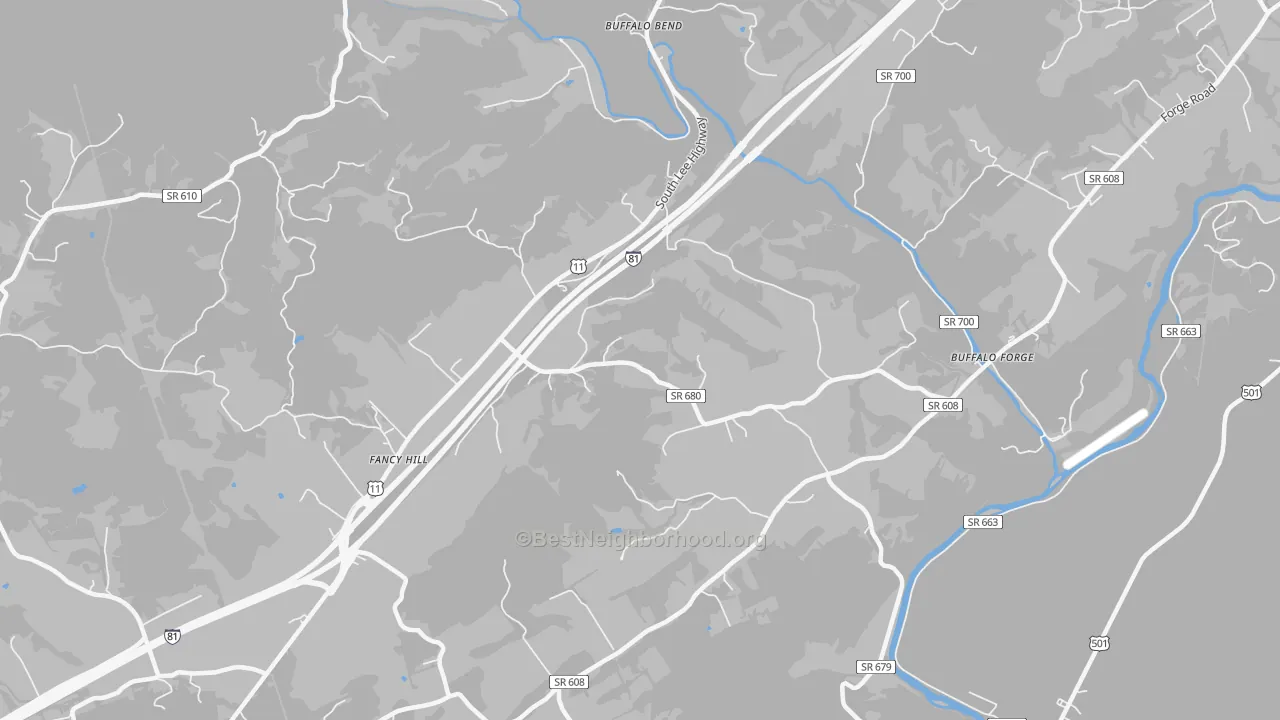 Bike Grade map of Buffalo Forge, VA