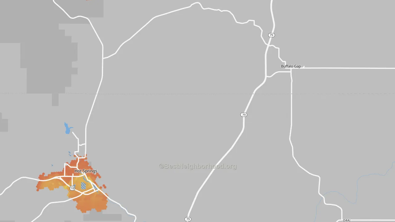 Bike Grade map of Buffalo Gap, SD