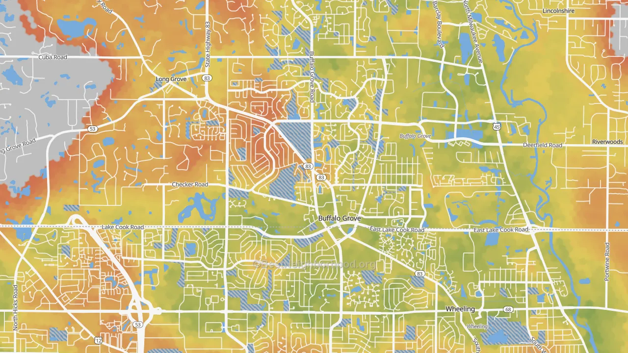 Bike Grade map of Buffalo Grove, IL